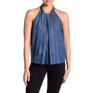 CeCe Denim Bow Halter Top